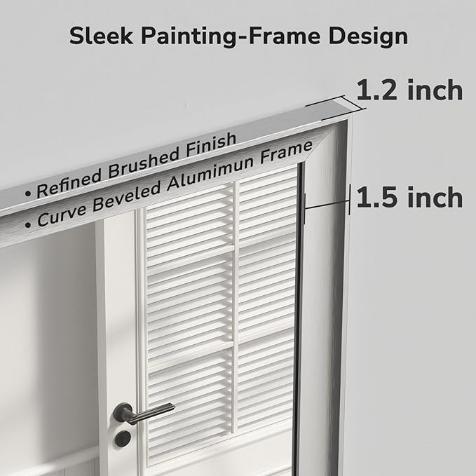 USHOWER Brushed Nickel Bathroom Mirrors for Over Sink 22x30 Inch, Metal Framed Rectangle Vanity Mirror for Wall, Bedroom, Living Room, Entryway, Anti-Rust, HD Tempered Glass, Horizontal/Vertical
