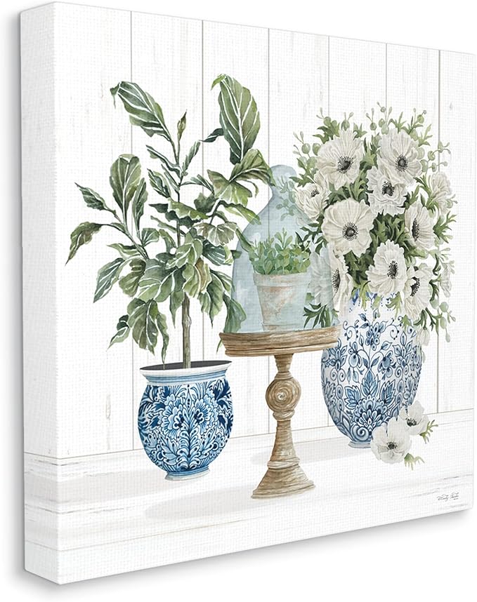 Stupell Industries 'Farmhouse Blooms Anemone Flowers', Canvas Art, 17 x 17 Inches, Easy to Hang and Sturdy, Made in USA, by Cindy Jacobs