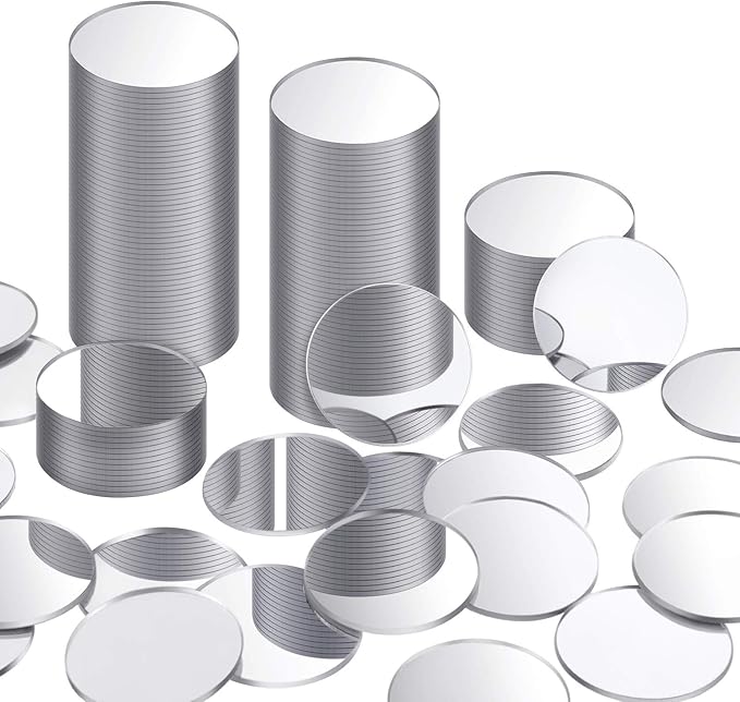Blulu 100 Pieces Small Round Mirrors for Crafts Adhesive Round Bulk Mirror Tiny Circles Craft Acrylic Tiles for DIY Projects, Wall, Table & Art Decor Essentials (2 Inch)