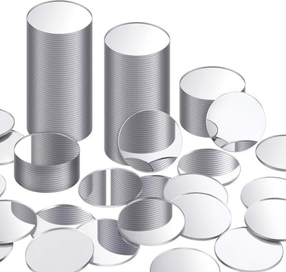 Blulu 100 Pieces Small Round Mirrors for Crafts Adhesive Round Bulk Mirror Tiny Circles Craft Acrylic Tiles for DIY Projects, Wall, Table & Art Decor Essentials (2 Inch)