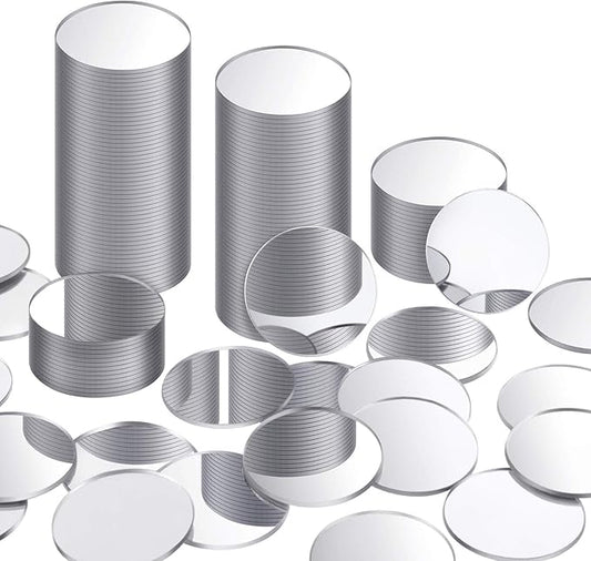 Blulu 100 Pieces Small Round Mirrors for Crafts Adhesive Round Bulk Mirror Tiny Circles Craft Acrylic Tiles for DIY Projects, Wall, Table & Art Decor Essentials (2 Inch)