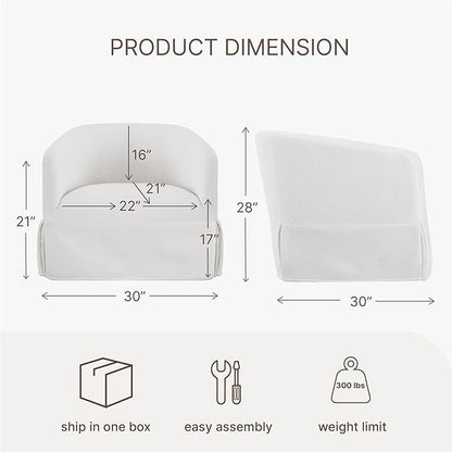 Swivel Accent Chair, 360 Degree Performance Fabric Armchair Modern Barrel Chairs Armchair for Living Room Bedroom Home and Office,Cream White