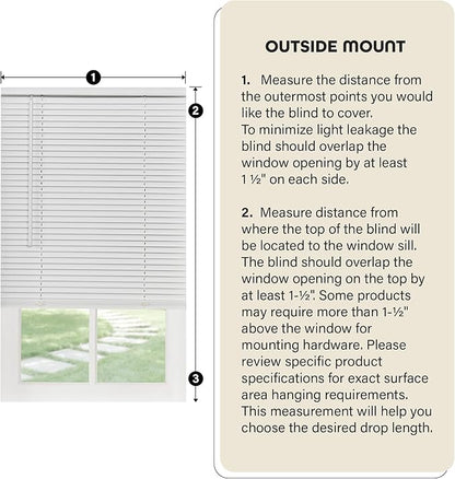 Cordless Light Filtering Mini Blind - 45 Inch Width, 25 Inch Length, 1" Slat Size - Pearl White - Cordless GII Morningstar Horizontal Windows Blinds for Interior by Achim Home Decor