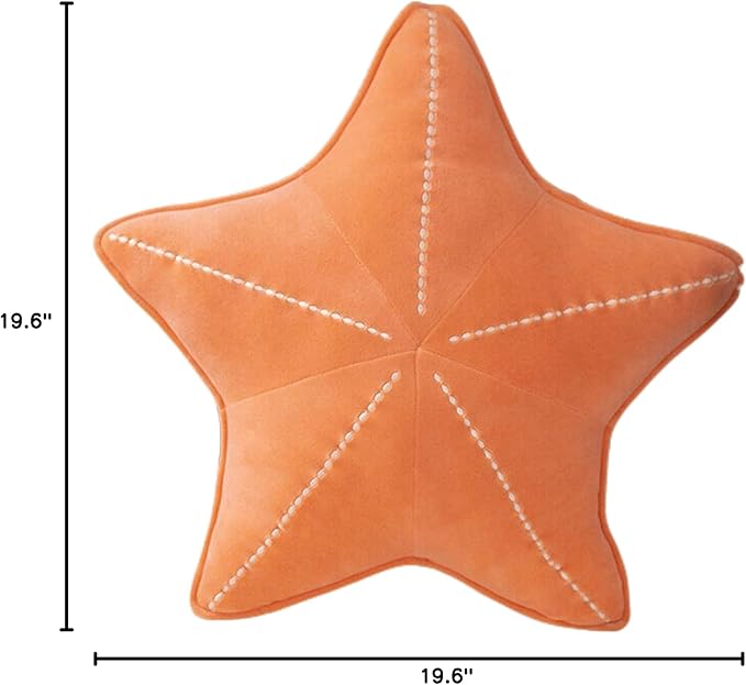 Starfish Shell Pillow Plush car Cushion Bedside Sofa Home furnishings Dormitory Office mat (19.6in, Star Orange)