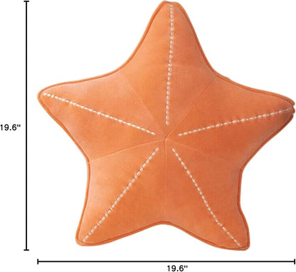 Starfish Shell Pillow Plush car Cushion Bedside Sofa Home furnishings Dormitory Office mat (19.6in, Star Orange)