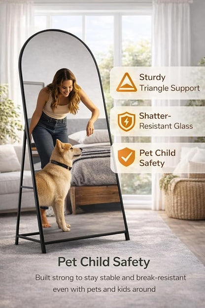 76"x34"Floor Mirror Full Length,Arched Full Length Mirror with Stand,Full Body Mirror,Hanging or Large Leaning for Bedroom Living Room Black