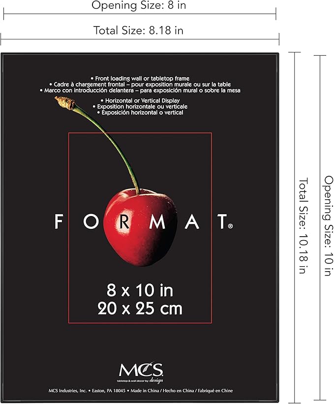MCS Format 8x10 Picture Frame Black, Gallery Wall Vertical & Horizontal Wall Hanging Picture Frame for Photos & Art Prints (6-Pack)