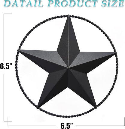 JoyEvy 6.5" Black Metal Barn Star Wall Décor - Wall Art for Farmhouse, Western, Rustic Homes - Outside or Inside of House Decorations