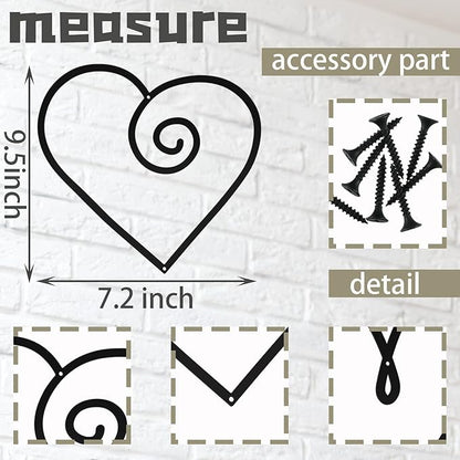 Hotop 4 Pieces Heart Metal Wall Decor Love Sign Minimalist Style Hearts Black Wall Art for Bedroom Living Room Decoration