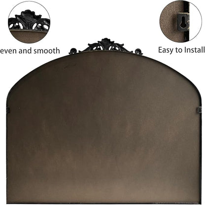 HQiJun Black Vintage Wall Mirror Window Decorative Traditional Mirrors Antique Arched Farmhouse for Living Room Bedroom Entryway Bathroom Vanity (29 * 36 * 1.2,Black)