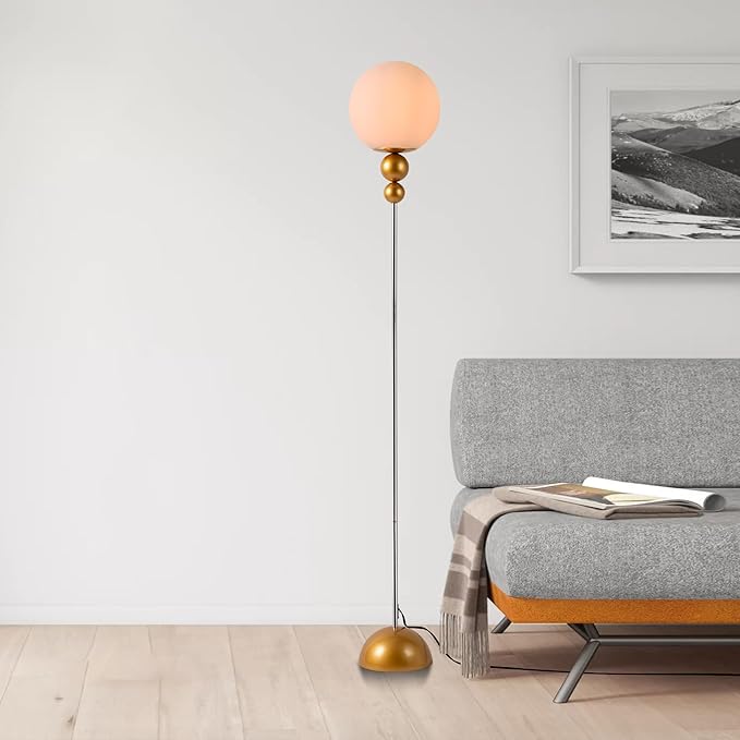 DEC LUCE DECOLUCE LIGHTING Modern Floor Lamps for Living Room, Globe Glass Shade Floor lamp for Bedroom, LED Standing lamp for Office, Corner