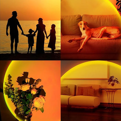 XEBKOR Sunset Lamp Projector,360 Degree Rotation Sun Lamp Led Night Light with USB Port,Sunset Lamp for Room Decor, Photography,Tiktok Live,Christmas Gift for Women