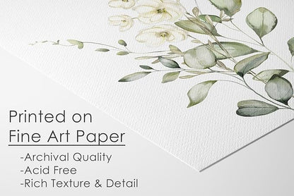 Botanical Watercolor Art Prints (Set of 4) - 8x10 (Unframed) | Boho Leaves and Flowers Wall Decor | Minimalist Floral Artwork for your Home, WFH Office, Kitchen, Dining Room, Bedroom, and Bathroom