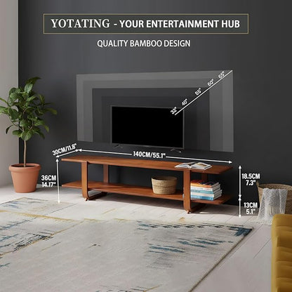 TV Stand for 65 inch TVs, Large Media TV Console with Storage Shelf, Modern Entertainment Center TV Stands for Living Room, Bedroom, 55" TV Table, Classic Walnut