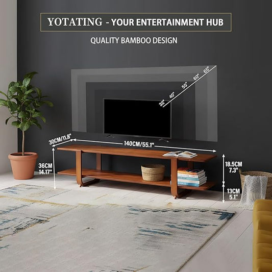 TV Stand for 65 inch TVs, Large Media TV Console with Storage Shelf, Modern Entertainment Center TV Stands for Living Room, Bedroom, 55" TV Table, Classic Walnut