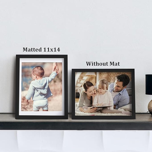 12x16 Picture Frames Set of 6 with Plexiglass, Display Pictures 11x14 with Mat or 12x16 Without Mat for Tabletop Display and Wall Mounting，Black
