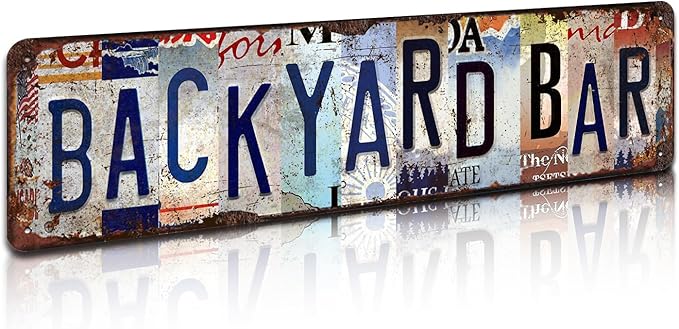 Backyard Bar Vintage Metal Tin Sign - Rustic Outdoor Wall Art for Patio, Garden, Man Cave, Pub Décor - 4x16 Inch