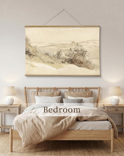 InSimSea 36x54 Extra Large Canvas Scroll Wall Art, Vintage Mountain Hill Landscape Painting Prints, Farmhouse Oversized Wall Decor for Living Room, Bedroom, Dining Room, Office