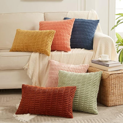 Fancy Homi 4 Packs Decorative Throw Pillow Covers for Living Room Couch Bed, Modern Farmhouse Boho Home Décor Accent Cushion Case, 24" x 12", Rust