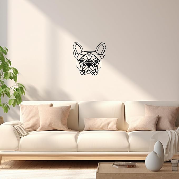 French Bulldog Metal Wall Décor, 11.8“x12.6”Grid-like Black Decorations,Unique Modern Iron Dog Statue,Great Gifts for Bulldog Lovers,Dog Room Decor,Cartoon Animal 3d Wall Art for Bedroom,LivingRoom,Cafe