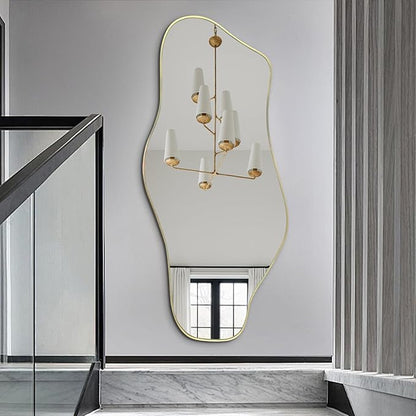 Irregular Wall Mirror, 51.1"x23.6" Asymmetrical Frameless Mirrors, Large Modern Organic Shaped Mirror for Living Room Bedroom Hallway Entryway, Horizontal or Vertical Hanging