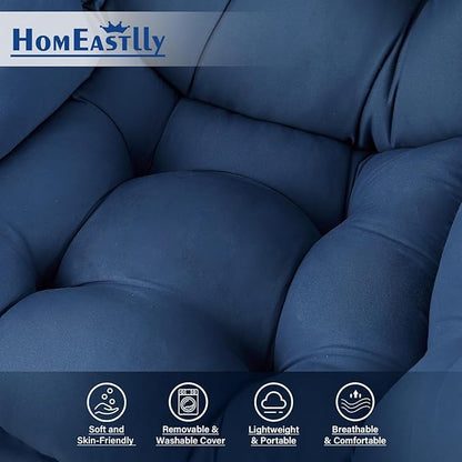 Lazy Chair with Ottoman, Large Royal Blue Accent Chair with Ottoman, Comfy Reading Armchair, Leisure Sofa Chair for Living Room, Bedroom, Dorm Room, Office