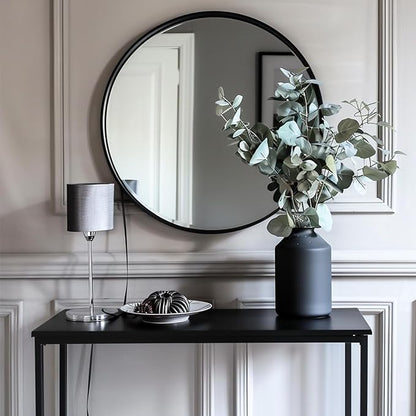 Mirror 18 inch, Round Wall Mirrors, Black Circle Mirror, Round Mirrors for Wall, Living Room, Bathroom, Hallway.