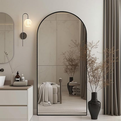 Beauty4U 71" x 32" Arched Full Length Mirror, HD Tempered Glass Floor Mirror with Black Aluminum Frame, Standing/Leaning/Wall Mounted Mirror for Bedroom, Dressing Room & Living Room