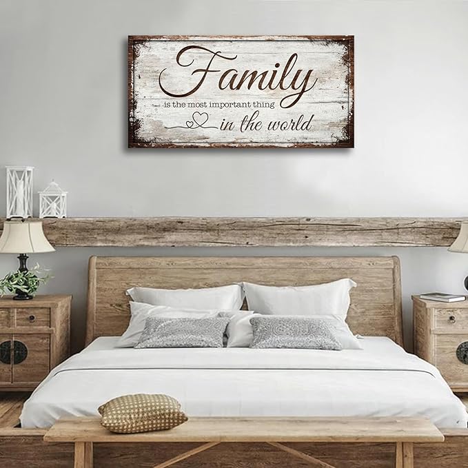 Family is Important Quotes Canvas Wall Art for Living Room|Wall Art|Family Prints Signs Framed|Wall Decor|Retro Picture Painting Artwork for Bedroom,Dining Room,Farmhouse,Home Wall Decoration,Ready to Hang 20"x40"