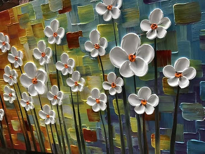 YaSheng Art - 3D Textured Wall Art Hand painted Oil Paintings Floral , Beautiful colorful Canvas Wall Art ,Modern Abstract Artwork, Texture Flowers Paintings, bathroom living room for Wall Art ,Home Wall Decor Picture 24x48inch