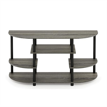 Furinno JAYA Simple Design Corner TV Stand, French Oak Grey/Black, 42.04 x 22.75 x 15.55 Inches