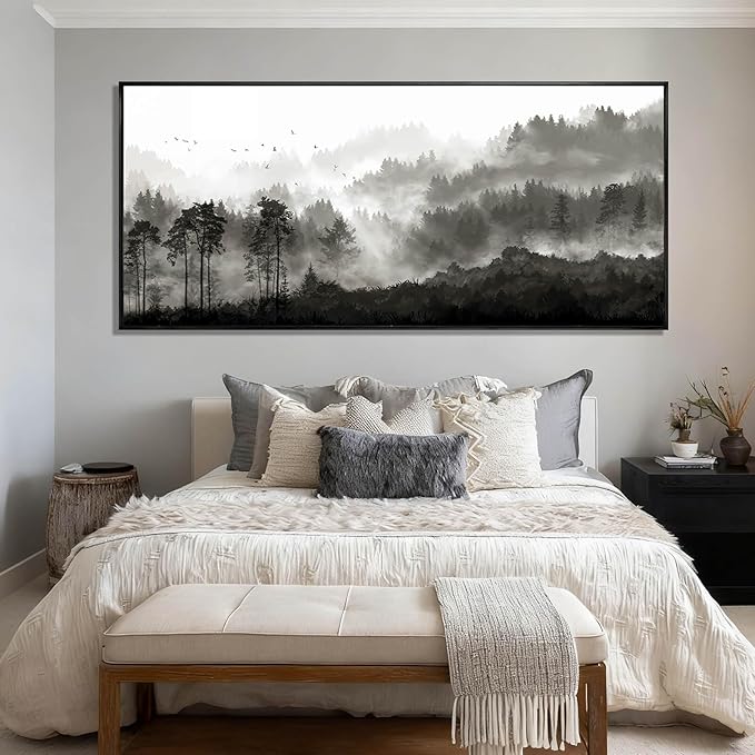 Black and White Wall Art Forest Home Wall Decor Modern Photo Prints 32"x70" Art for Office Framed Pictures for Living Room
