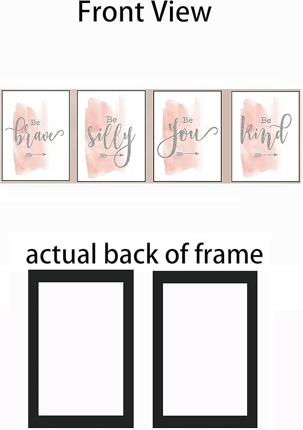 Set of 4 Teen Girl Wall Art Canvas Painting Be Kind Inspirational Quote Print Blush Grey Wall Picture Nordic Poster for Girls Bedroom Decor Home Living Room