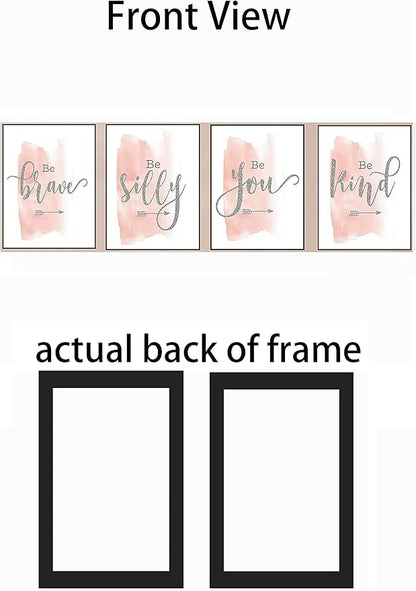 Set of 4 Teen Girl Wall Art Canvas Painting Be Kind Inspirational Quote Print Blush Grey Wall Picture Nordic Poster for Girls Bedroom Decor Home Living Room