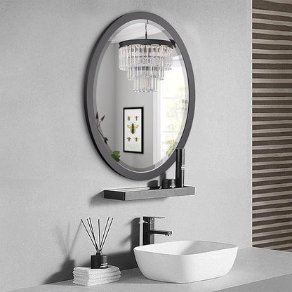 LYYYXGYP Oval Wall Mirror 23x29 Inch Matte Black Metal Frame Decorative Wall Mounted Mirrors for Vanity, Bathroom, Entryway, Living Room, Bedroom