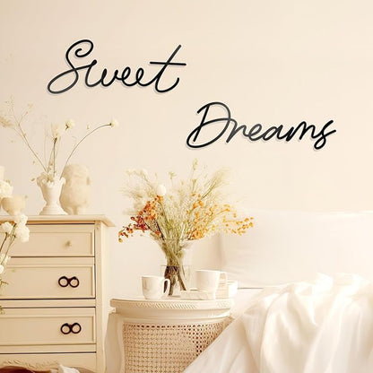 Sweet Dreams Wall Decor For Bedroom, Black Metal Above Bed Wall Decor Large Modern Living Room Farmhouse Sign Wall Decorations For Office Home Bedroom Art (Black, Farmhouse)