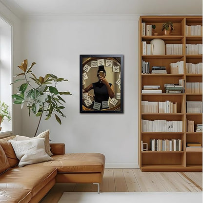 Wood Framed Black Girl Wall Art, African American Woman Canvas Print with Motivational Quotes, Christian Inspirational Wall Decor, Modern Fashion Black Woman Poster for Bedroom Living Room 16x24 Inch