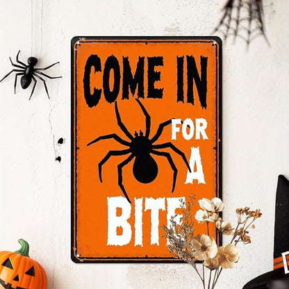 Come In For A Bite Halloween Metal Tin Sign Vintage Wall Decor for Halloween Party Farmhouse Kitchen Living Room Entryway Decorative Signs Metal Poster 8x12 Inch