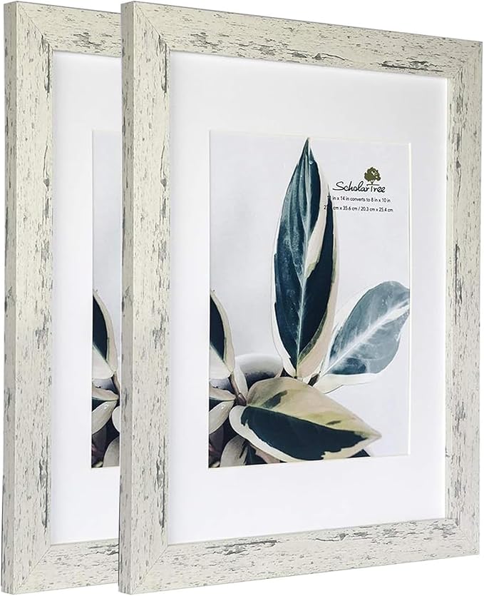 Rustic White Wooden 11x14 Picture Frame set of 2,Display 11x14 without Mat or 8x10 with Mat，Wall Gallery Photo Frames