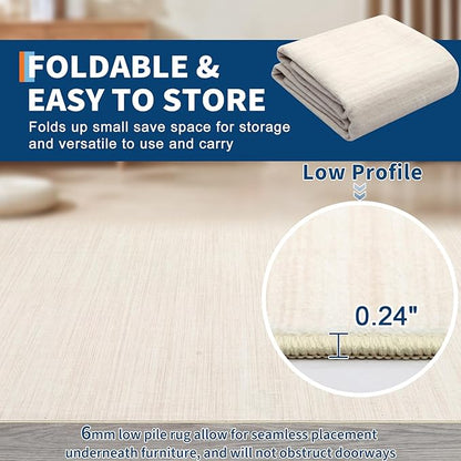 Modern Solid Color Area Rug 10x13 Large Living Room Area Rug Washable Abstract Bedroom Rugs Non Slip Boho Dining Room Throw Carpet Soft Stain Resistant Minimalist Rugs for Nursery Home Office, Ivory