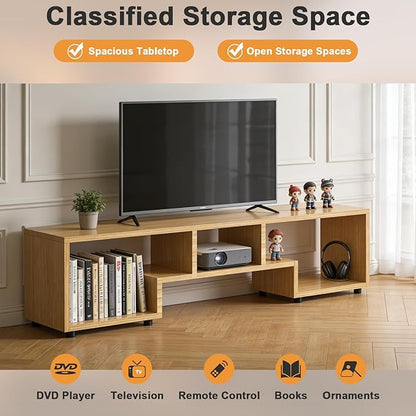 Lightdot TV Stand for TVs up to 55'', Modern Entertainment Center with Open Storage Large Capacity for Collection, Media TV Table Console for Living Room/Bedroom/Sofa Cabinet, Easy Assembly - Walnut