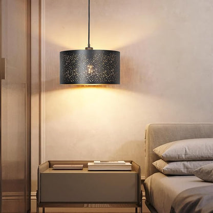 Qingmiao Plug in Pendant Light, Hanging Lamp Plug in with LED Bulb, 3-Way Dimmable Hanging Light Fixture for Living Room Bedroom Kitchen Ceiling Farmhouse Home Decor