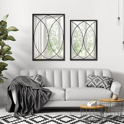 HQiJun Black Rectangle Wall Mirror, Farmhouse Decorative Mirror for Entryway, Living Room, Bedroom, Hallway, Fireplace, Accent Wall Decor (Black2, 30'' x 20'')