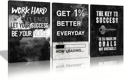 KAWAHONE Motivational Success Canvas Wall Art for Home Office Workplace, Perseverance Leader Canvas Quotes Motivate Success Positive Poster Framed Ready to Hang