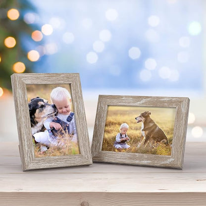 Giftgarden 12 Pack 3.5x5 Picture Frame Distressed White Beige, Rustic 3.5 by 5 Photo Frames Bulk for Desktop Display or Wall Mount