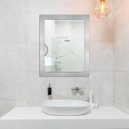 Ruomeng Rectangular Wall Mirror 16" x 20" for Bathroom, Bedroom, Entryway, Living Room, Nickel