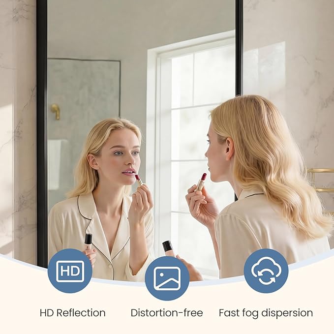 OLIXIS Bathroom Mirror for Over Sink, 36x24 Inch Wall Mount Mirror with Rounded Rectangle and Matte Metal Framed, Modern Wall Vanity Mirror for Home Decor, Living Room, Bedroom, Black