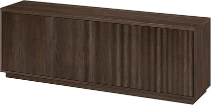 Henn&Hart Fluted TV Stand for TVs up to 75" with 2 Concealed Ribbed Storage Cabinets and Adjustable Shelves for Living Room, Family Room, or Office, Rich Brown