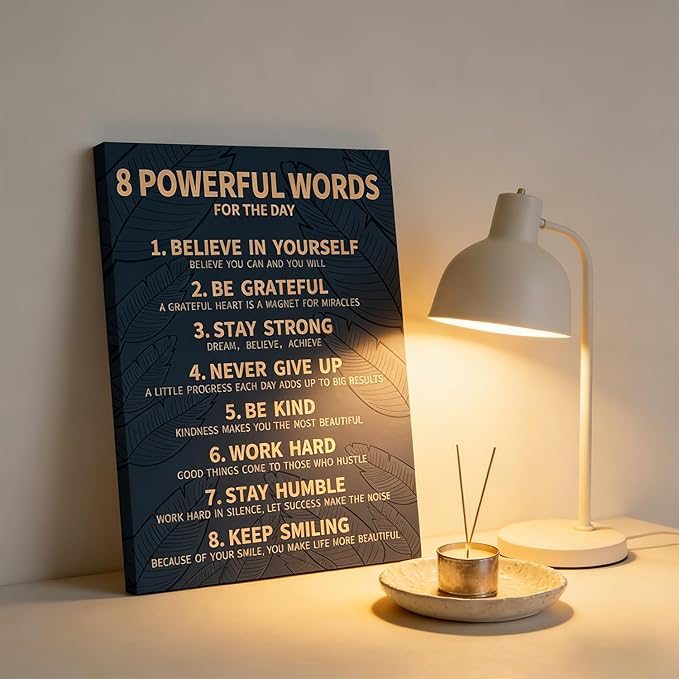 8 Rules of Life Canvas Wall Art Motivational Office Painting Picture Wall Decor Inspirational Positive Sayings Poster Print Artwork for Office School Library Decor 16x24 in Wrapped Canvas