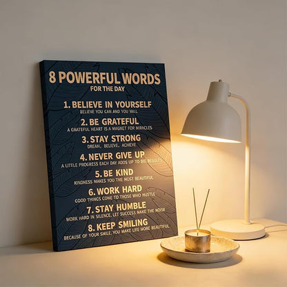 8 Rules of Life Canvas Wall Art Motivational Office Painting Picture Wall Decor Inspirational Positive Sayings Poster Print Artwork for Office School Library Decor 24x36 in Wrapped Canvas
